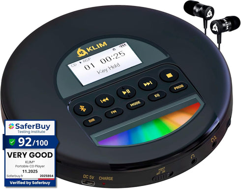 KLIM Nomad - New - Portable CD Player Walkman with Long-Lasting Battery -