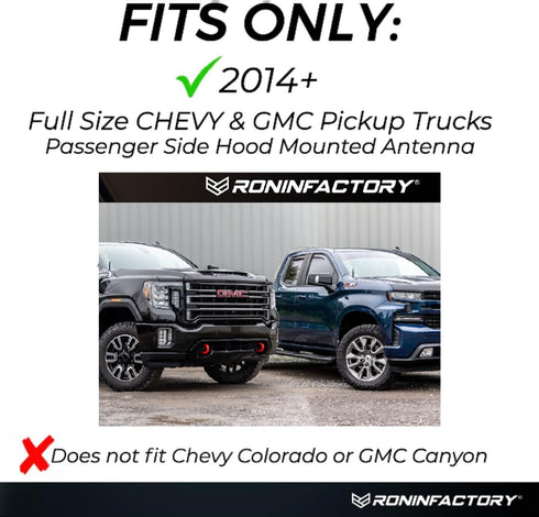 Ronin Factory (2014+) (5 Inch Truck Antenna for Chevy Silverado & GMC Sierra Accessories Anti Theft - Carwash Safe