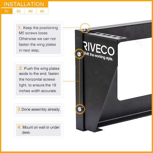 RIVECO 2U Wall Mount Rack for Network - Reinforced Heavy Load Small Server Racks for 19 inches IT Equipment