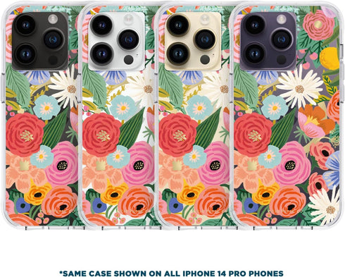 Rifle Paper Co. Cute iPhone 14 Pro Case with Floral Pattern, 10FT Drop Protection, Anti-Scratch Tech, Slim Fit - Garden