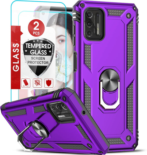 LeYi for Moto G Stylus Phone Case 2021, with 2 Tempered Glass Screen Protector, Military Grade with Kickstand