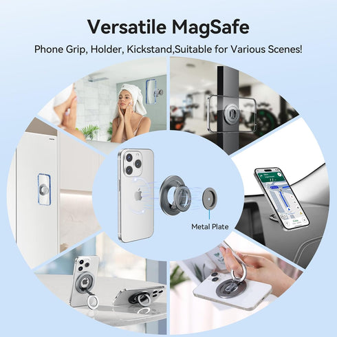 360 Ultra-Light Dual Sided Magnetic Phone Holder,Car Mount, Rotation Finger Ring Holder,Foldable Magnetic Cell Phone