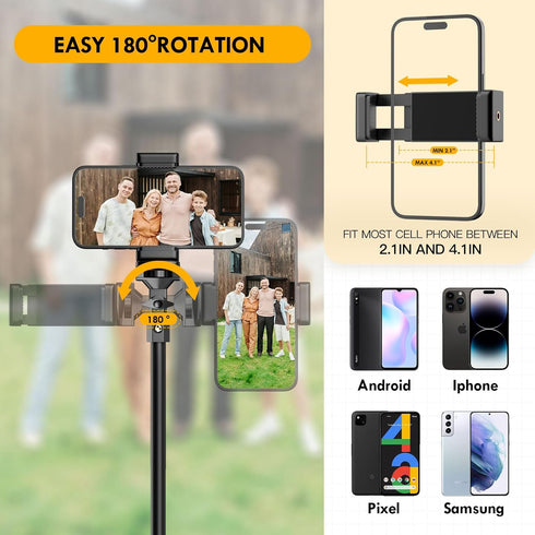 EMART Tripod for iPhone, Adjustable 52’’ Tall Portable Travel Stand, Cell Phone Tripod with Remote for Smartphone