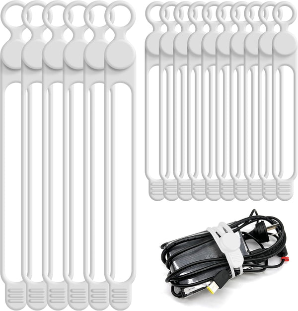 Nearockle 16PCS Silicone Cable Ties Cord Organizer, 4.5" & 7.1" Reusable Cable Management for Home, Office, Travel