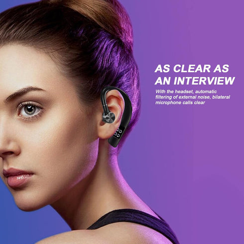 ASHATA Bluetooth Earpiece, BT5.2 Wireless Handsfree Bluetooth Headset, 240mAh Battery, IPX5 Waterproof 180 Degree Rotating Ear Hook Earphone for Phone Laptop Trucker Driver