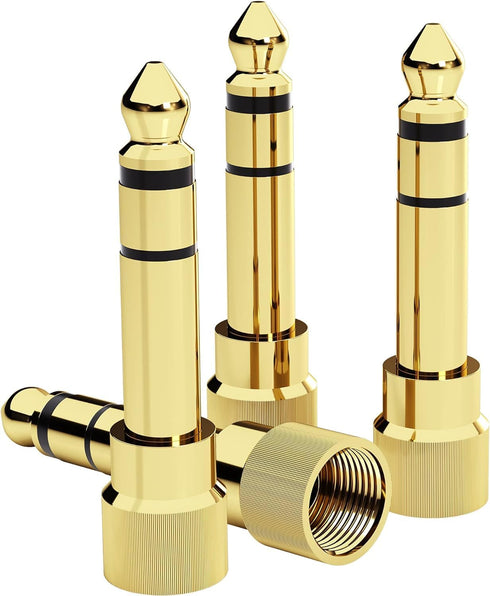 5Pcs Gold Plated Stereo Phone Screw-On Adapter 6.35mm (1/4 Inch) Male to 3.5mm (1/8 Inch) Female Audio Adapter