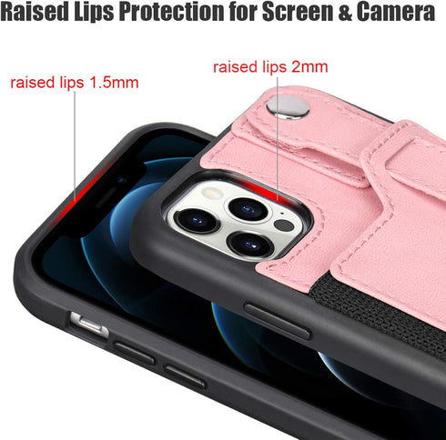 TOOVREN Wallet Case for iPhone 12 Pro Max - Lanyard Case with Leather PU Card Holder, Adjustable Detachable Neck Strap