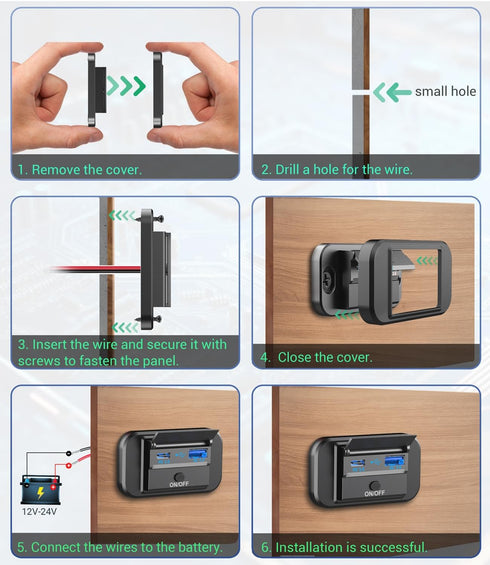 12V USB Outlet 2 PCS, Qidoe PD 20W Type-C and 18W QC3.0 USB Port Surface Mount Car Charger Socket, 12V Power Outlet