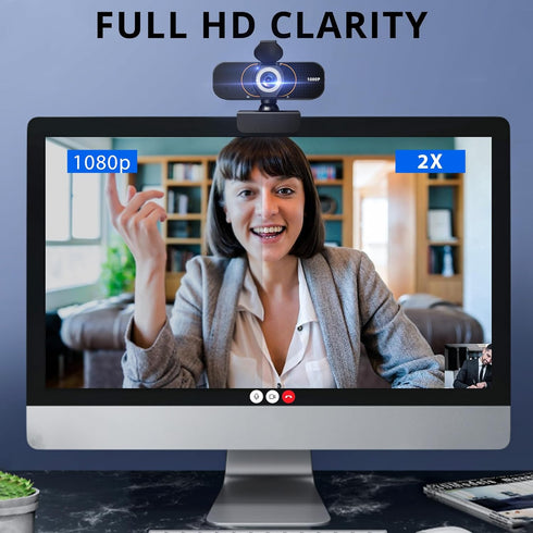 Lusinx 1080P Webcam for Computer, Wide Angle USB C, Plug and Play, Privacy Cover, Web Cam with Tripod, External Camera