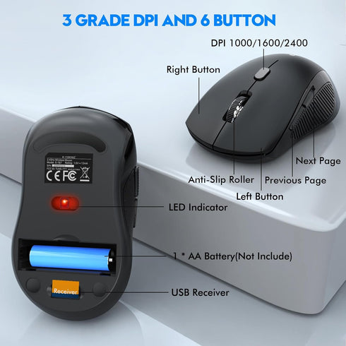 E-YOOSO Wireless Keyboard and Mouse Combo - 2.4GHz Full-Sized Ergonomic Keyboard with Wrist Rest, USB Mouse