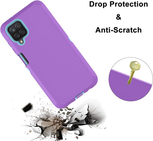 Heavy Duty Armor Case for Samsung Galaxy A12 6.5", Rugged Shockproof Dual Layer Hybrid Cover with Silicone Bumper,