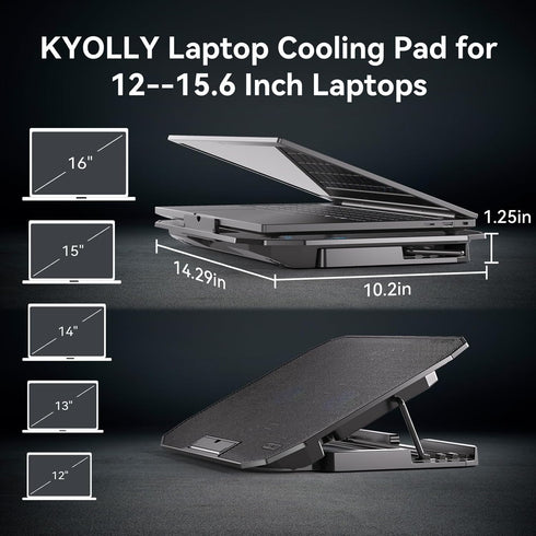 Ultra Slim Laptop Cooling Pad for 10-15.6 Inch Laptops, Portable Notebook Cooler with Adjustable Wind Speed