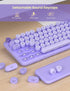 Wireless Keyboard and Mouse Combo, Cute Typewriter Keyboard with Detachable Wrist Rest, Retro Round Keycaps, 2.4GHz for