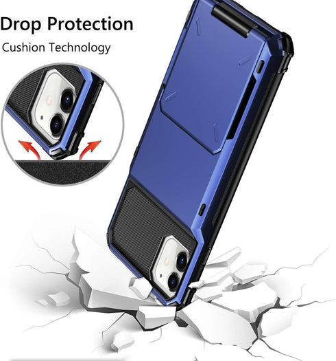 Vofolen Case for iPhone 11 Wallet 4-Card Holder ID Slot Flip Door Hidden Pocket Anti-Scratch