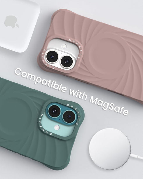 ORNARTO 16 6.1" 2X Vortuxe for iPhone Case | MIL-STD Drop Protection | Compatible with MagSafe | Sleek Aesthetic Liquid