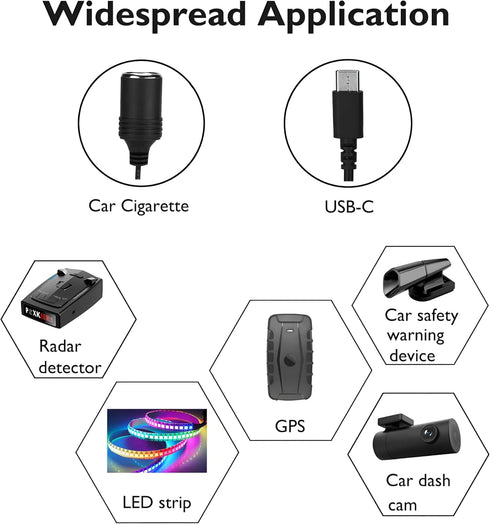 MeetUs 12V 45W~65W USB Type-C Male Plug to Car Cigarettes Adapter Female Socket PD Power Cable,Work with PD USB C