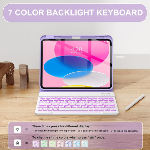 Soke iPad 10th Generation Case with Keyboard, 10.9-inch 2022, Magnetic Detachable Wireless Bluetooth & Backlit Keys