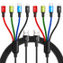 Braided 4 in 1 Multi Charging Cable, 3.5A Fast Charger for Cell Phones/Tablets, IP/Type C/Micro USB, 2Pack 4Ft.