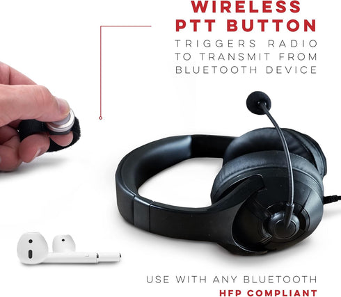 BTECH BS-PTT Wireless PTT Device - Compatible with GMRS-PRO Radios and HFP Bluetooth Headsets for Effortless