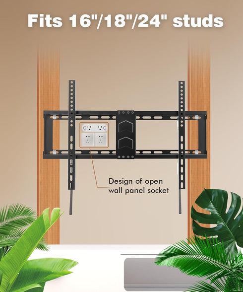 TV Wall Mount for Most 37-82 Inch, Low Profile Tilt Bracket for Flat/Curved TVs, Max VESA 600x400mm, Black