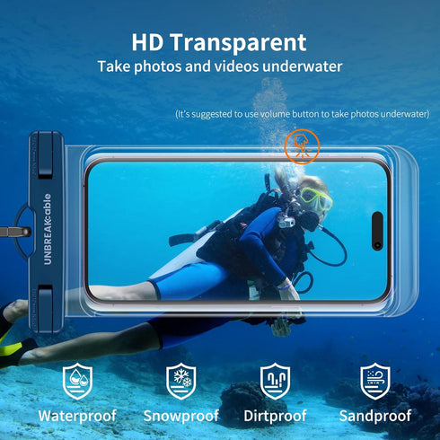 UNBREAKcable Waterproof Phone Pouch Case - 2 Packs, IPX8 Waterproof, Sensitive Touch Phone Holder Dry Bag for