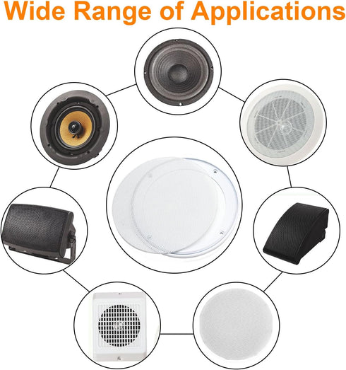 Fielect 2Pcs 8" Speaker Grill Mesh Cover, White SubWoofer Grill Cover with 8 Screws, Car Speaker Guard Protector
