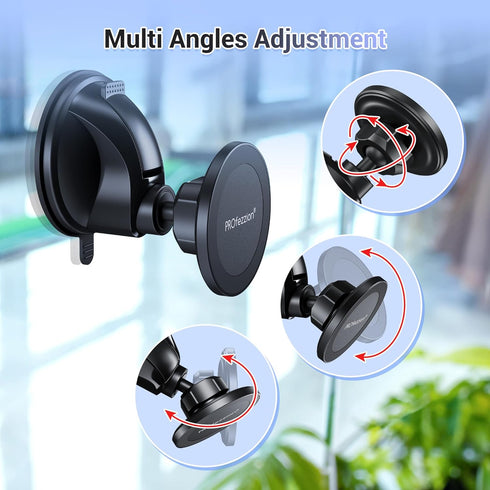 PROfezzion Magnetic Shower Mirror Phone Holder, Reusable Suction Cup Mount for iPhone 15 14 13 12 & All Phones, White