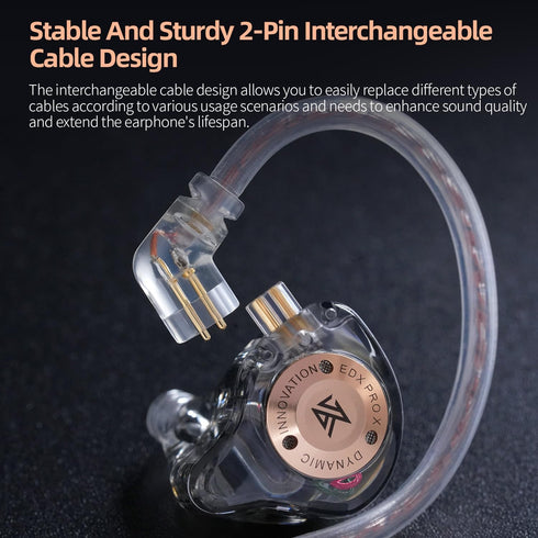 KZ EDX PRO X HiFi Earbuds, Sports Dynamic in-ear Headphone, 0.75 Pin Cable, Powerful Bass for Audiophiles (Gray,