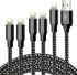 cugunu iPhone Charger, 5 Pack 3/3/6/6/10FT MFi Certified USB Lightning Cable, Fast Charging, Black Gray