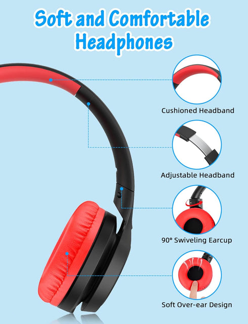 Wired Over Ear Kids Headphones with Microphone, Volume Limited 85dB/94dB for Boys Girls Teens, School/Travel/iPad