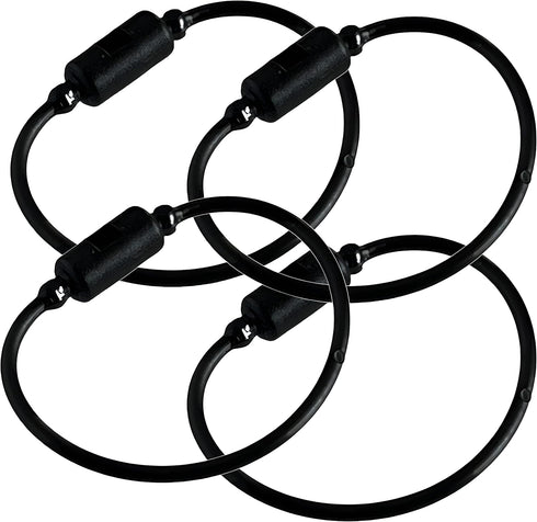 50 Pack Black 5 Self Locking Rings for Keys, Keychains, Cables, Luggage, Waterproof Nylon Plastic Rings