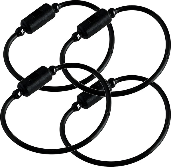50 Pack Black 5 Self Locking Rings for Keys, Keychains, Cables, Luggage, Waterproof Nylon Plastic Rings