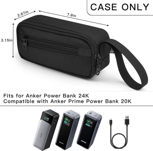 Travel Case for Anker 737 Power Bank (PowerCore 24K) - Portable Storage Bag for Anker Prime Power Bank 20K (Black)
