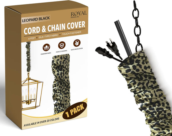 Royal Designs, Inc. Cord & Chain Cover, 4 ft Silk Type Fabric, Chandelier Pendant Lighting Chain & Cable Management,