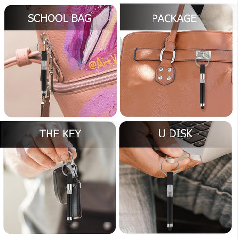 4pcs Touch Screen Ballpoint Pen, Black White Out Pens, Keychain for Girls, Pearlescent Plastic Makeup