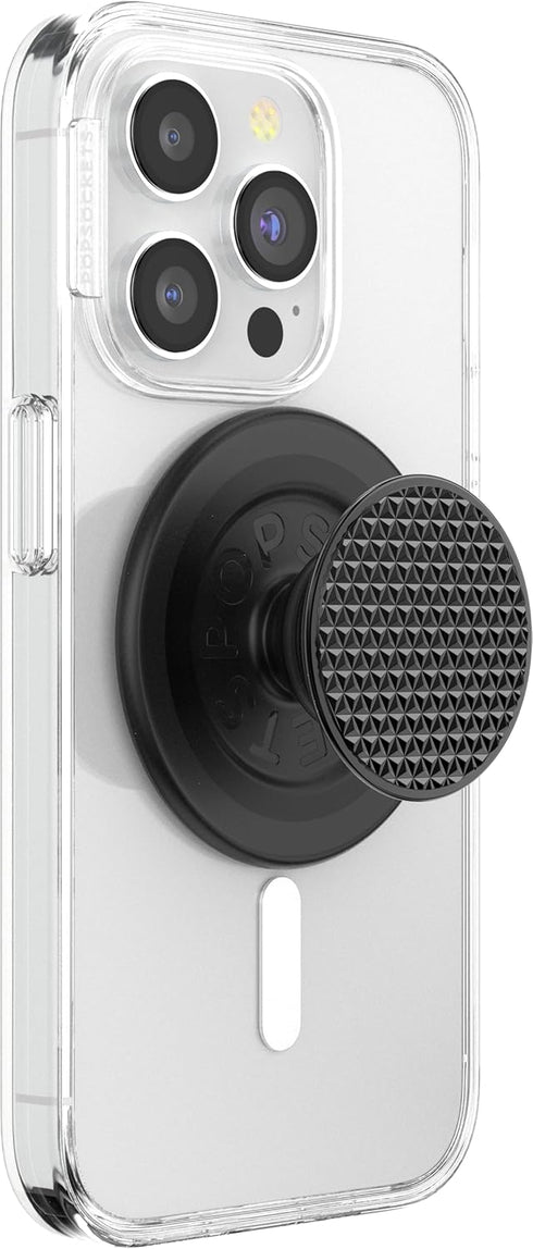 PopSockets Phone Grip Compatible with MagSafe, Phone Holder, Wireless Charging Compatible - Alum Triangle Knurled Black