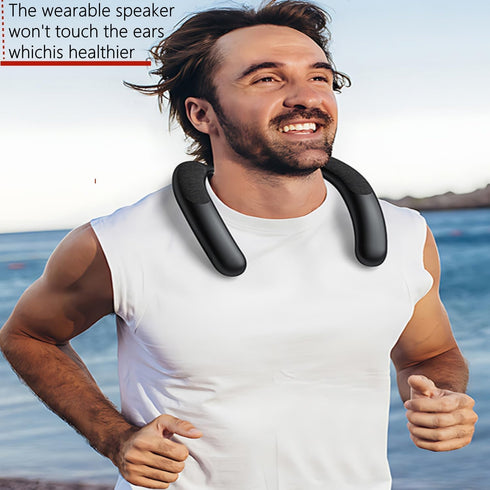 VANPEUSO 5.3 3D 5 oz, Neck Speakers, Bluetooth Neckband Speakers, Stereo Surround Sound, Built-in Mic, Black