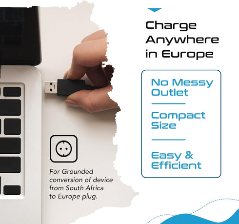 Ceptics SA-EU South Africa to Europe Schuko Grounded Plug Adapter (250V - Max 13A)
