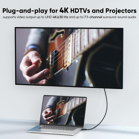 15Ft (4K@30Hz 1080P@120Hz) 15 Display Port to HDMI Cable Long, DisplayPort DP to HDMI One-Direction Cord Feet