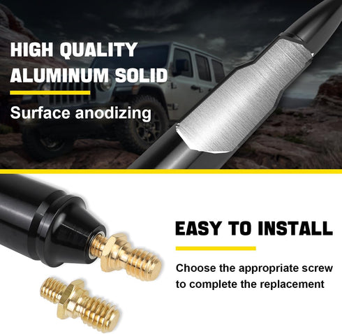 MFC 5.7" Black Antenna Mast - Compatible with Jeep Wrangler JK JL TJ Gladiator JT 1997-2024 Heavy Gauge Aluminum