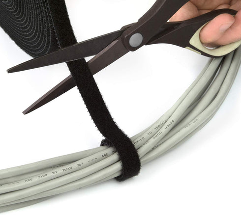 Fire Retardant Reusable Cable Ties Roll, Heat Resistant Ties, 1/2" Wide, 16 Feet Long - Black