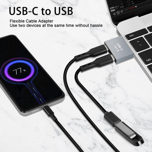 GELRHONR USB C to USB C Adapter, 10Gbps USB C Male to Dual Type-C Female Converter, 65W Double Type-C Port Charger