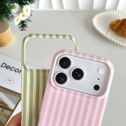 Yeddabox 17 for iPhone Pro Case Cute Striped Phone Case Soft TPU Slim Shockproof Phone Cover for Women Girls, Pink