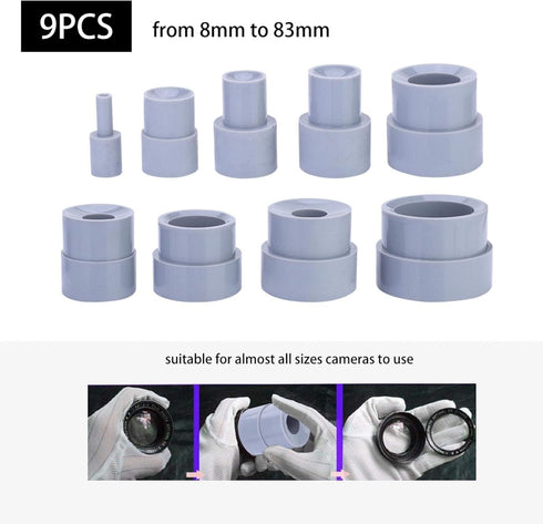 Hilitand 9pcs Camera DSLR Lens Repair Tools Set, 8-83mm Lenses Removal Rubber Accessories for Photographers