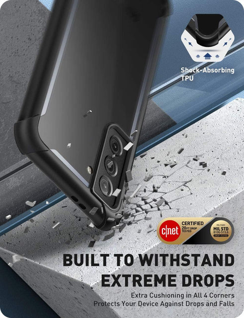 i-Blason Ares Series Case, Designed for Galaxy S21 5G (2021 Release), Rugged Clear Bumper Case (Black)