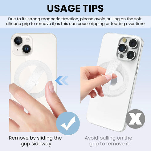 STEZHOU 12 Magnetic Silicone Ring Grip Phone Holder, Loop Grip, Compatible with Magsafe for iPhone Series (White