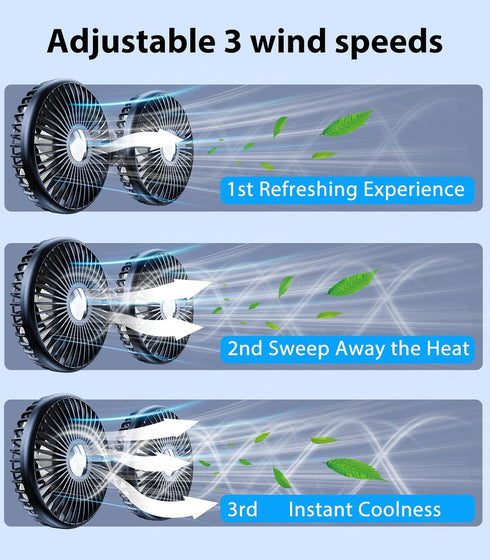 5V/ 12V /24V Long Arm Dual Head Car Cooling Fans for Back Seat for Kids, Usb Car Backseat Headrest Fan for Baby Rear