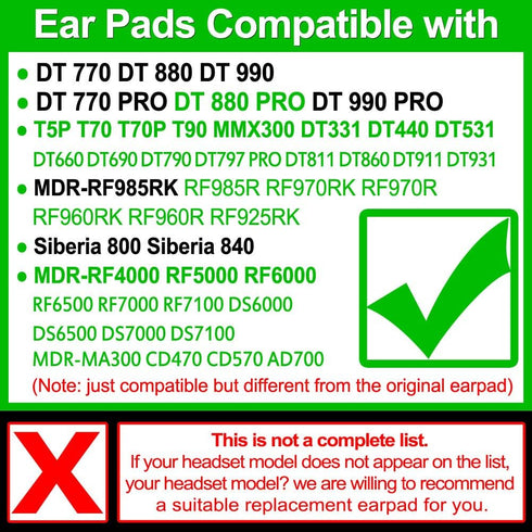 Replacement Ear Pads for DT770, DT880, DT990, DT 770 PRO, DT 880 PRO, DT 990 PRO Headphones
