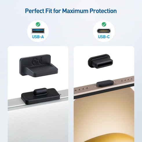 Cable Matters Combo-Pack USB-C and USB Port Covers, 10x USB-A & 10x USB C Port Covers in Black