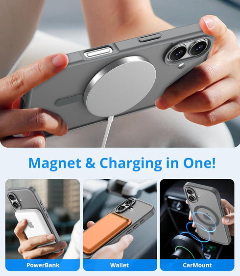 Vansdon 17 1 for iPhone Case, Compatible with MagSafe, Magnetic Translucent Matte Slim Protective Cover with Screen